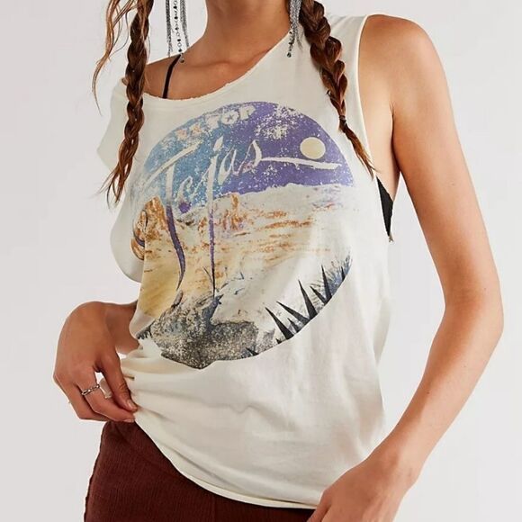 NWOT Free People Midnight Rider ZZ Top Tejas Tank Top Size Medium - Picture 1 of 10